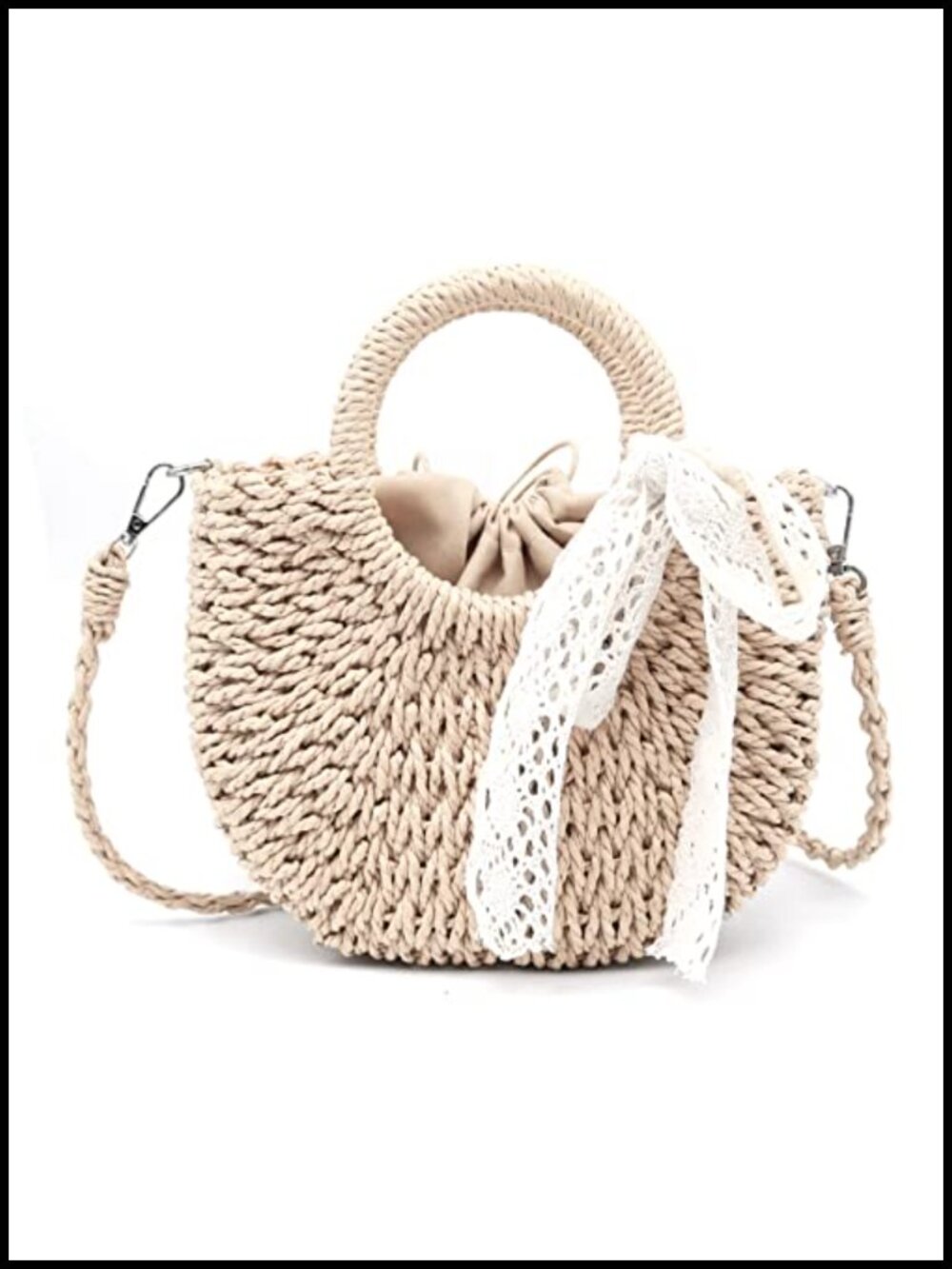 Natural Straw Clutch Tote Handwoven Summer Beach Shoulder Crossbody Bag